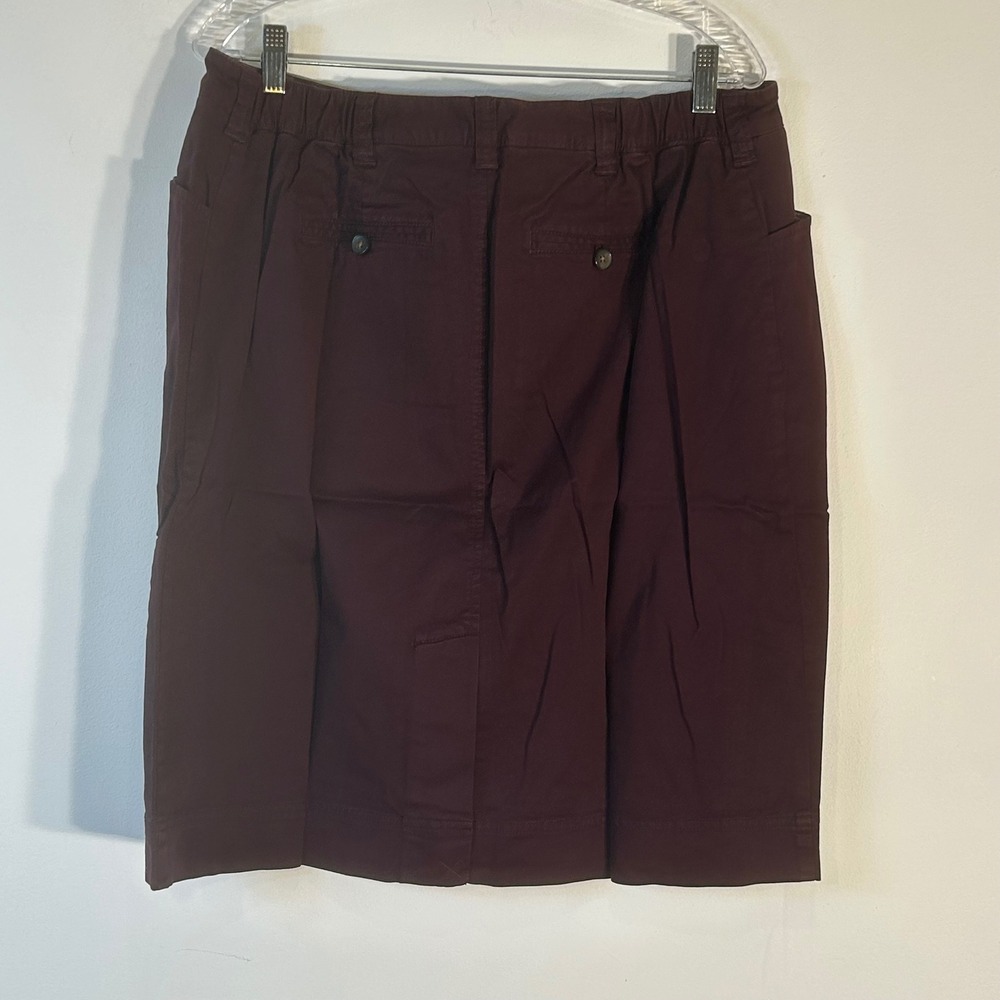 Lands End Deep Burgundy Stretch Chino Skirt 14W Maroon Purple‎ Knee Length - Picture 3 of 11